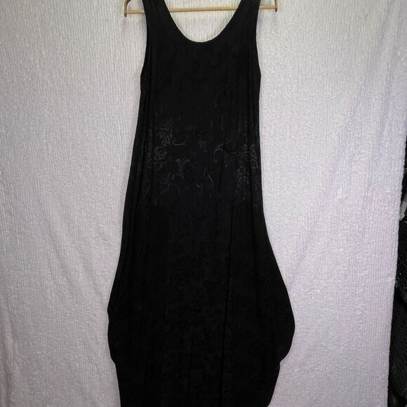 Citron Santa Monica Black Sleeveless Floral Pullover Maxi Dress Medium - Picture 1 of 6